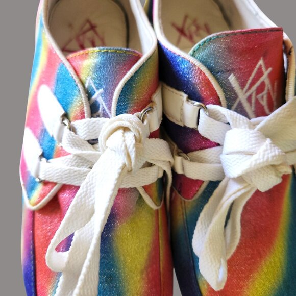 YRU QLOUD Rainbow Glitter Clear Platform Shoes Creepers Kawaii Rave Festival Sz - Picture 8 of 15